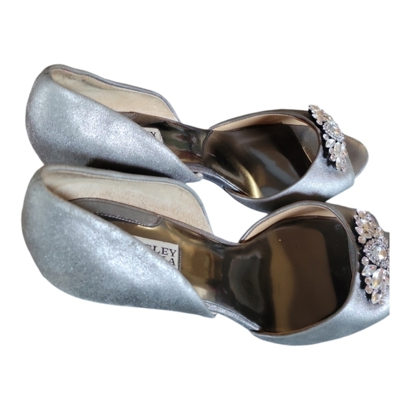 Badgley Mischka Women's Metallic Gray D'orsay Leather Holiday Heels Sz 10 - Picture 8 of 10